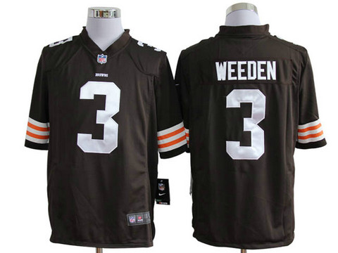 North NFL Cleveland Browns 3 Brandon Weeden Brown Nike Game Jerseys